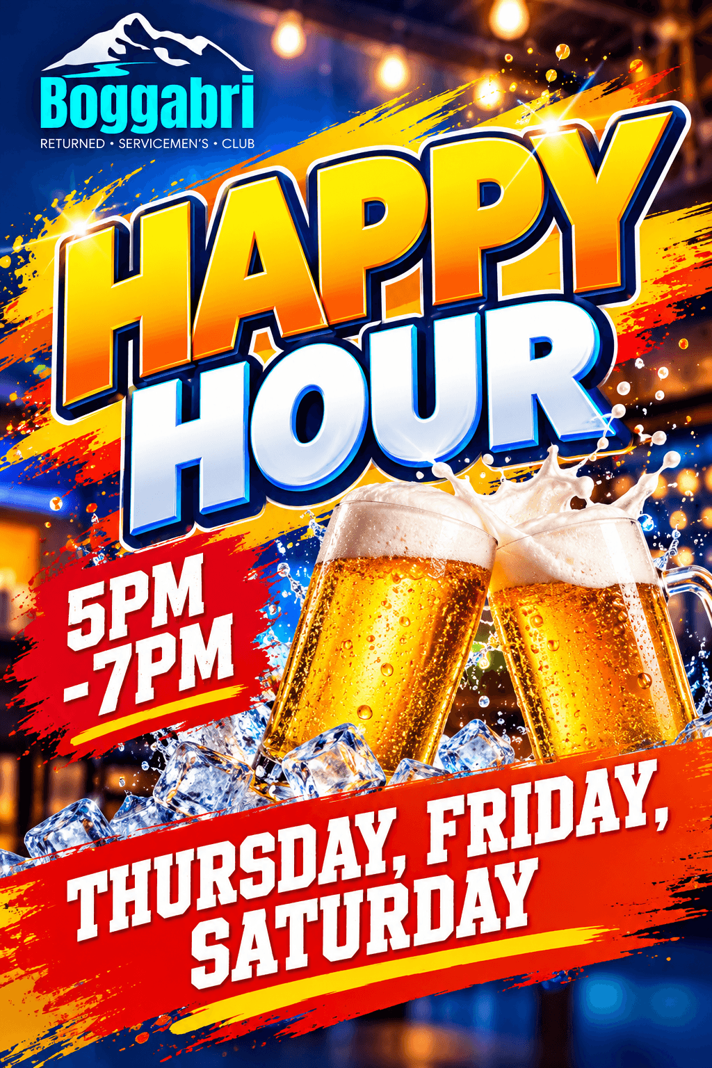 Happy Hour: Happy Hour 5 to 7pm Thursday, Friday, and Saturday